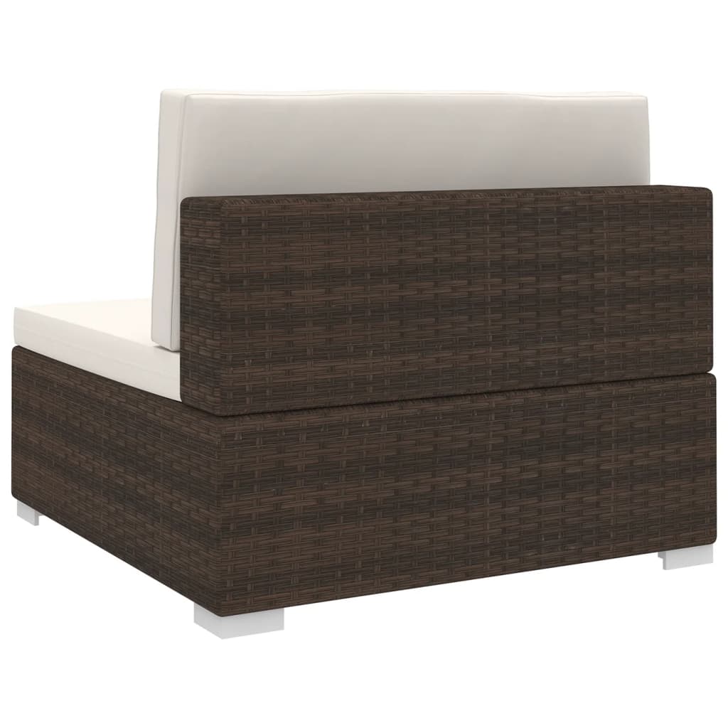 Brown Poly Rattan Sectional Middle Seat with Cushions N597