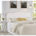 White Linen Upholstered Button Tufted Queen Headboard N32214