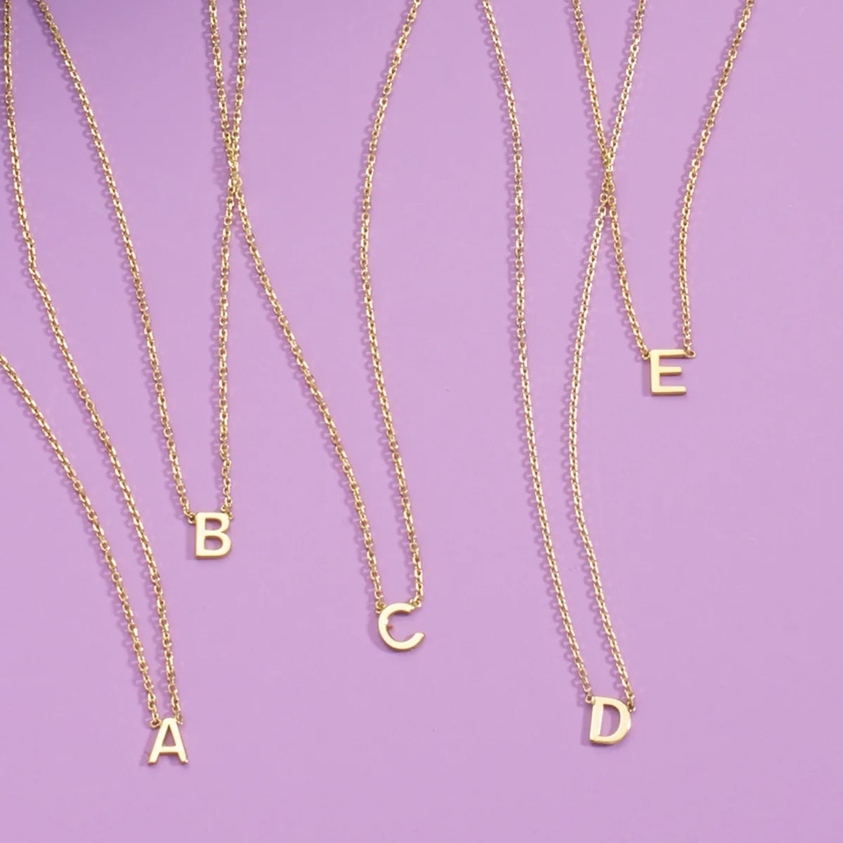 14K Solid Yellow Gold Initial Necklace H762