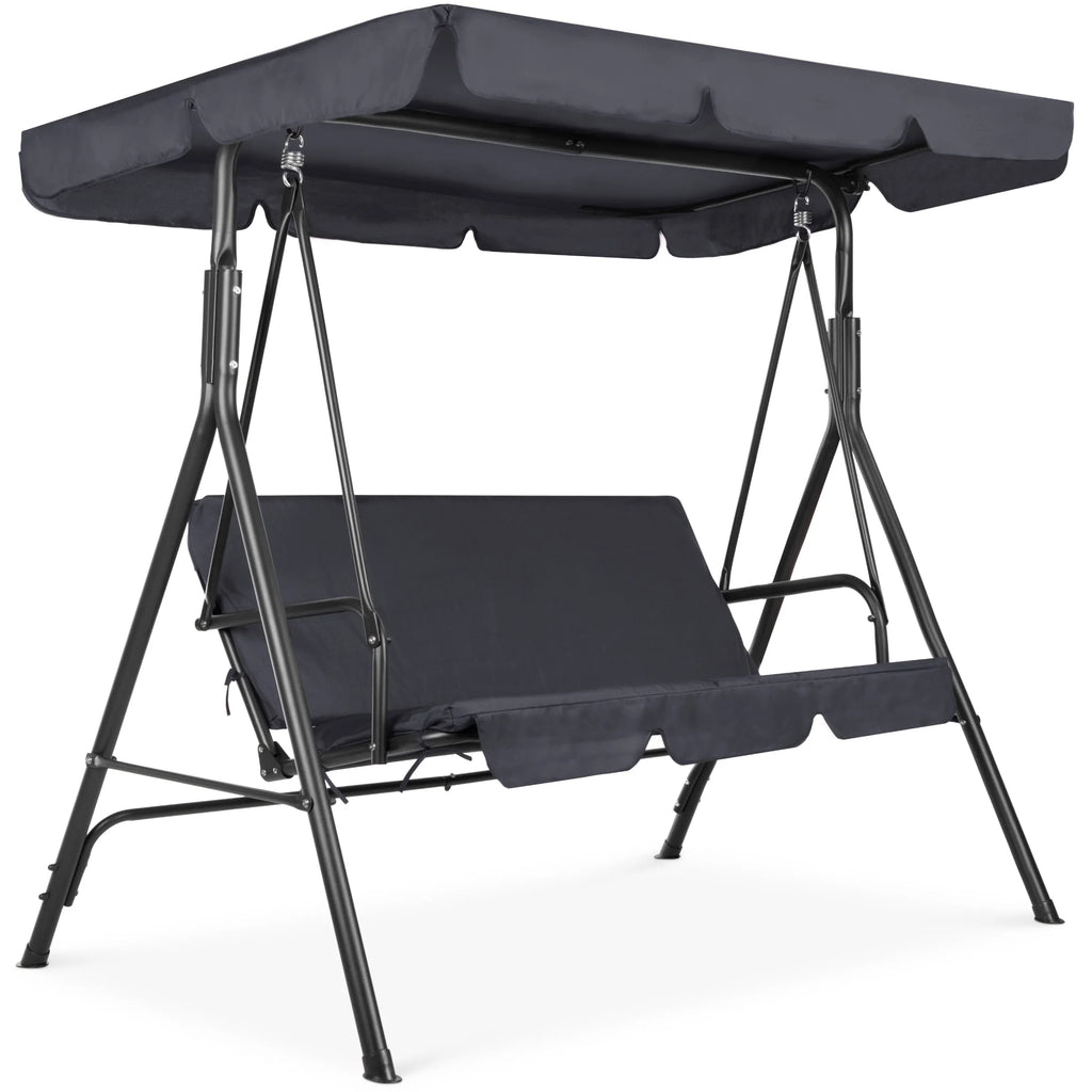 2-Person Convertible Canopy Swing Glider Lounge Chair with Removable Cushions Blue G4512