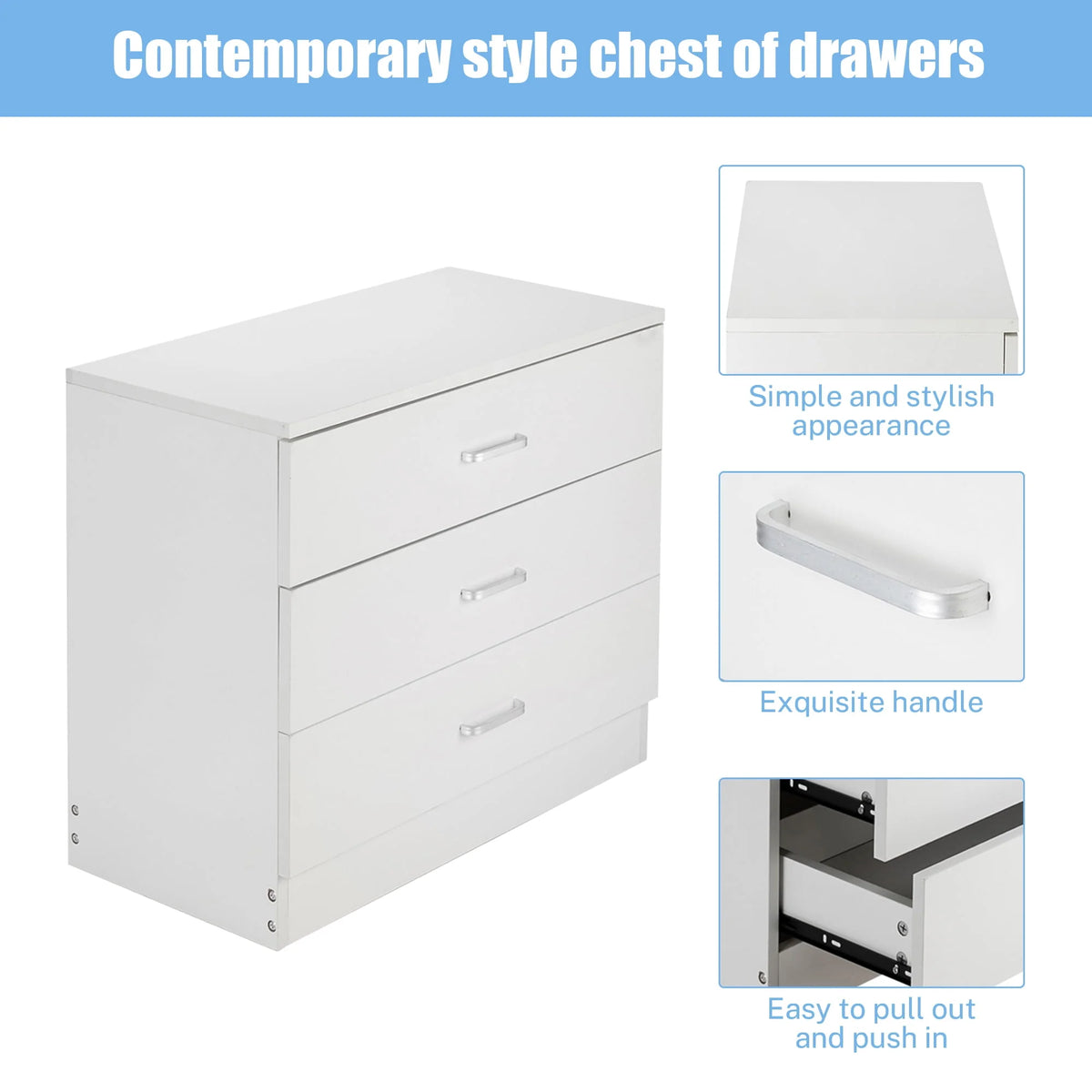 Black 4 Drawer Wood Dresser U740