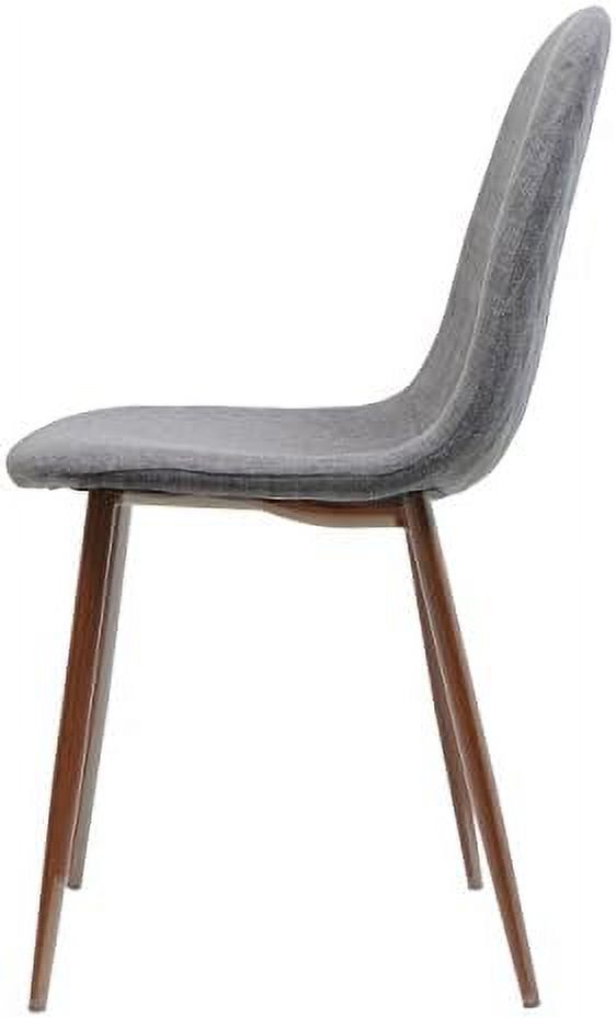 Light Grey Fabric Dining Chairs with Dark Walnut Wood Finished Legs (Set of 2) W284960