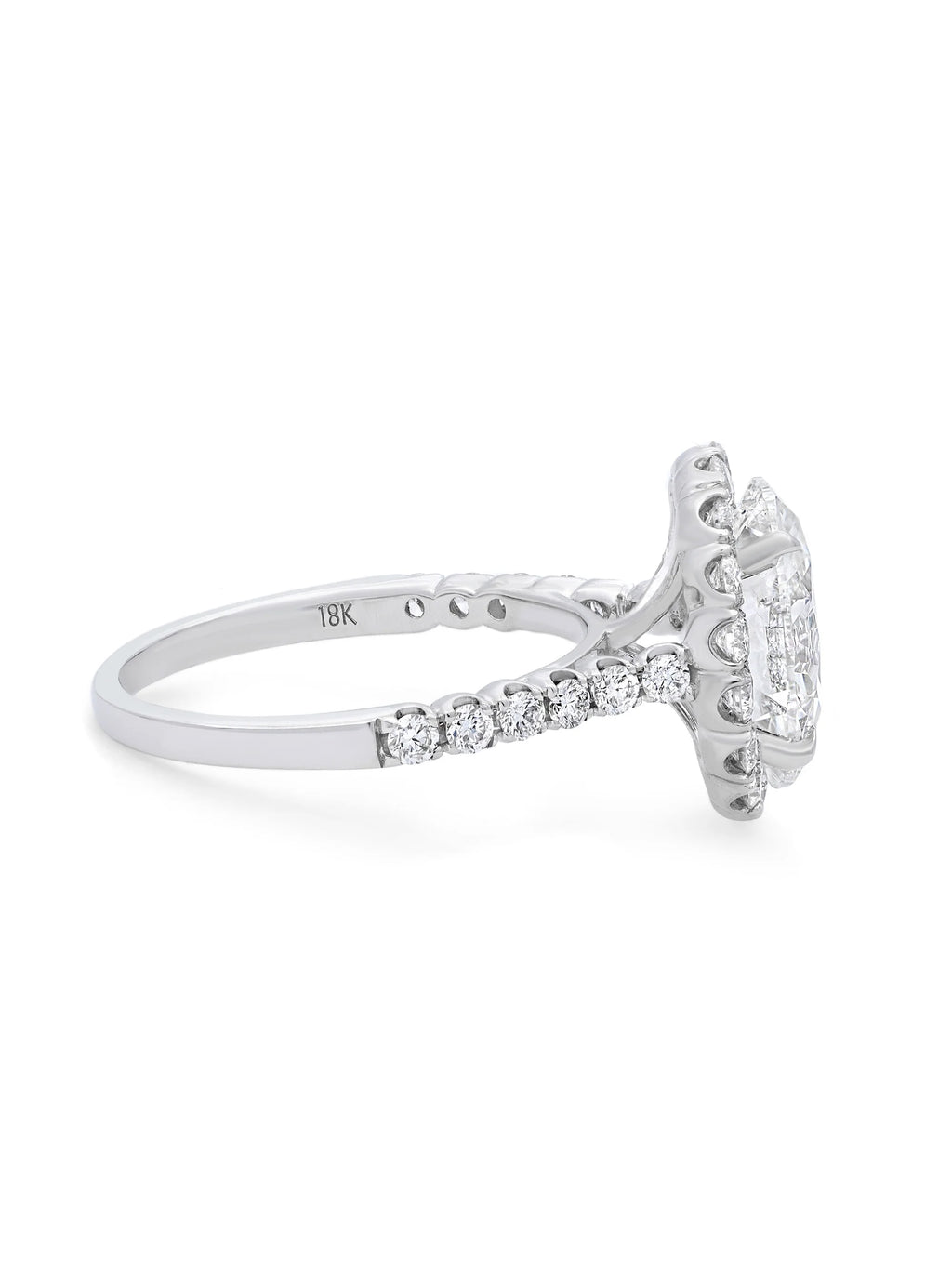 Oval Cut Diamond Engagement Ring 18K White Gold SZ 6 K89523