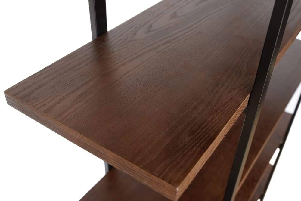 Walnut 5-Shelf Bookcase Brown Metal Y96793