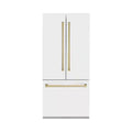 36 in. 3-Door French Door Refrigerator with Champagne Bronze Handles in White Matte C509