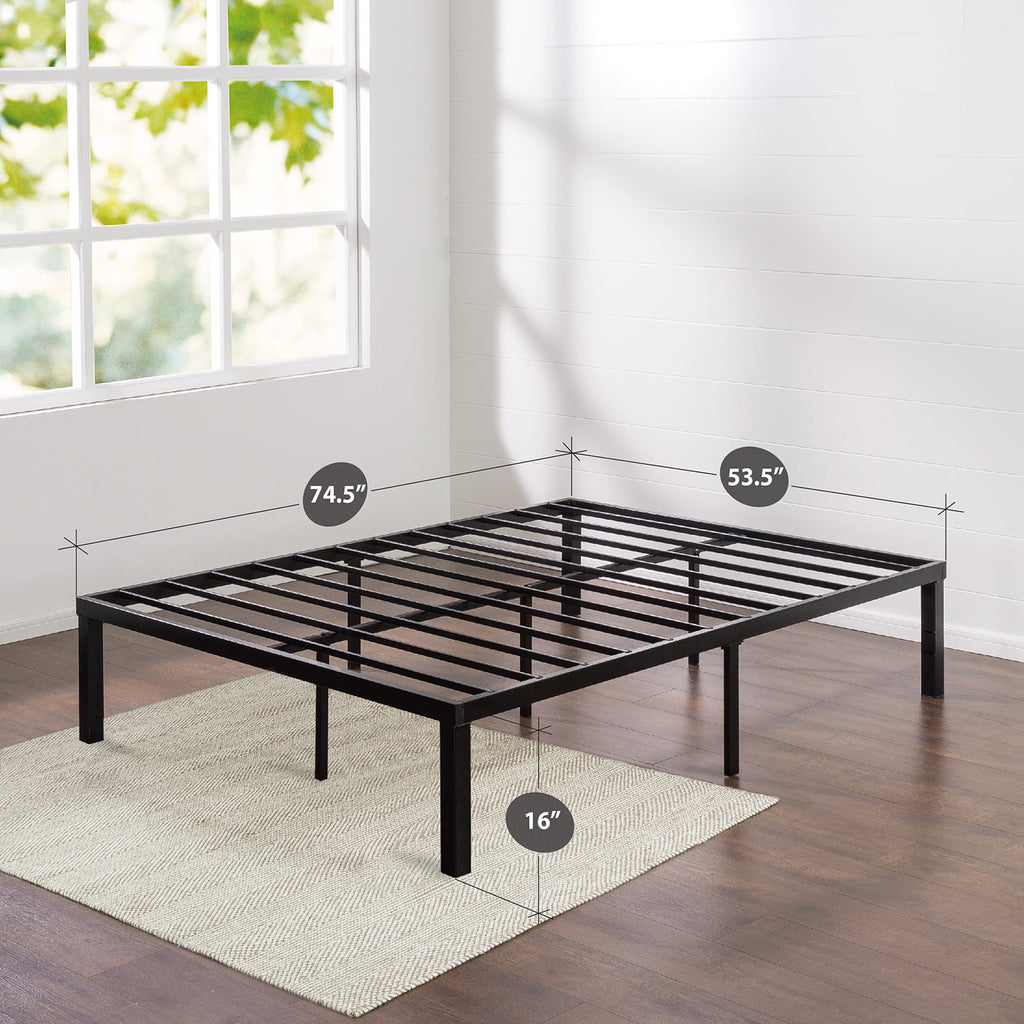 16" Metal Platform Bed Frame with Steel Slats, Full A5602