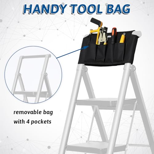 2 Step Folding Steel Step Ladder 330 Lbs Black T4781