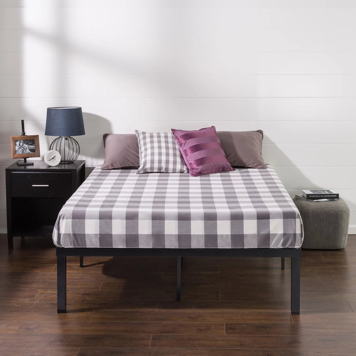16" Metal Platform Bed Frame with Steel Slats, Full A5602