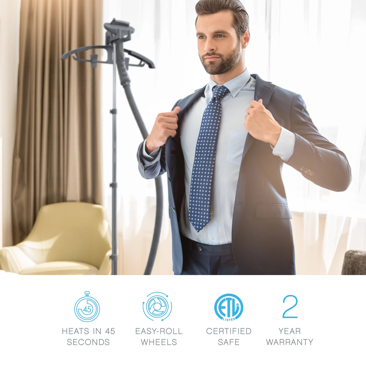 Standing Steamer with Garment Hanger and Fabric Brush S2601