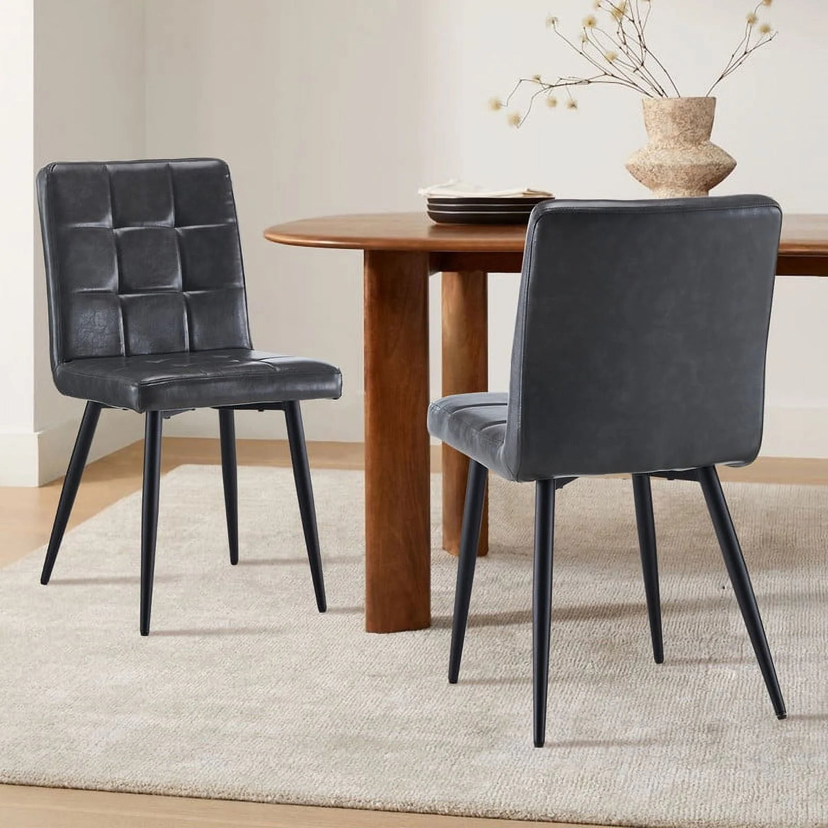 Faux Leather Upholstered Dining Chair Set of 2 Y17127
