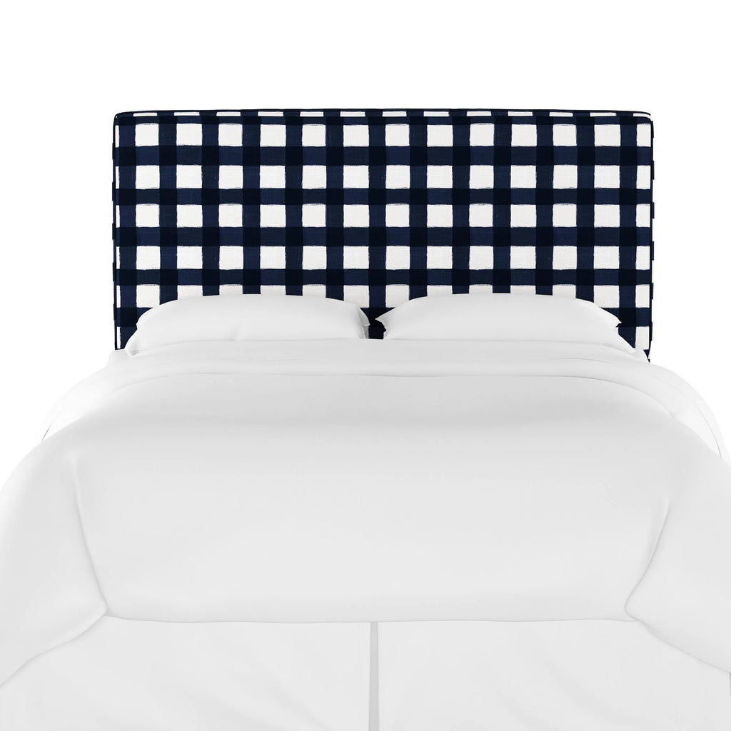 California King Blue Plaid Headboard X922
