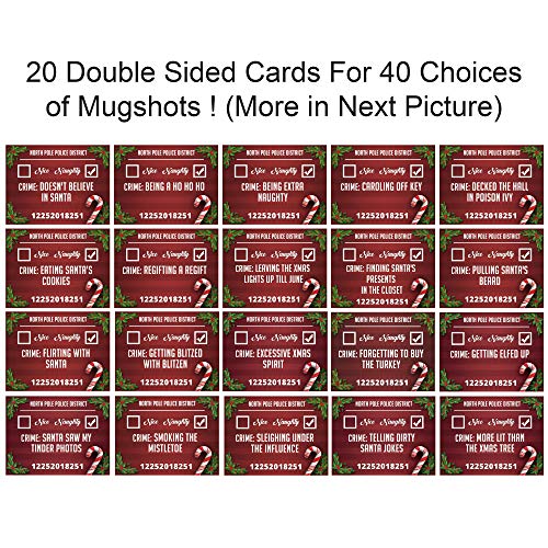 Christmas Photo Booth Prop Mugshot Signs 20 Double sided cards K709