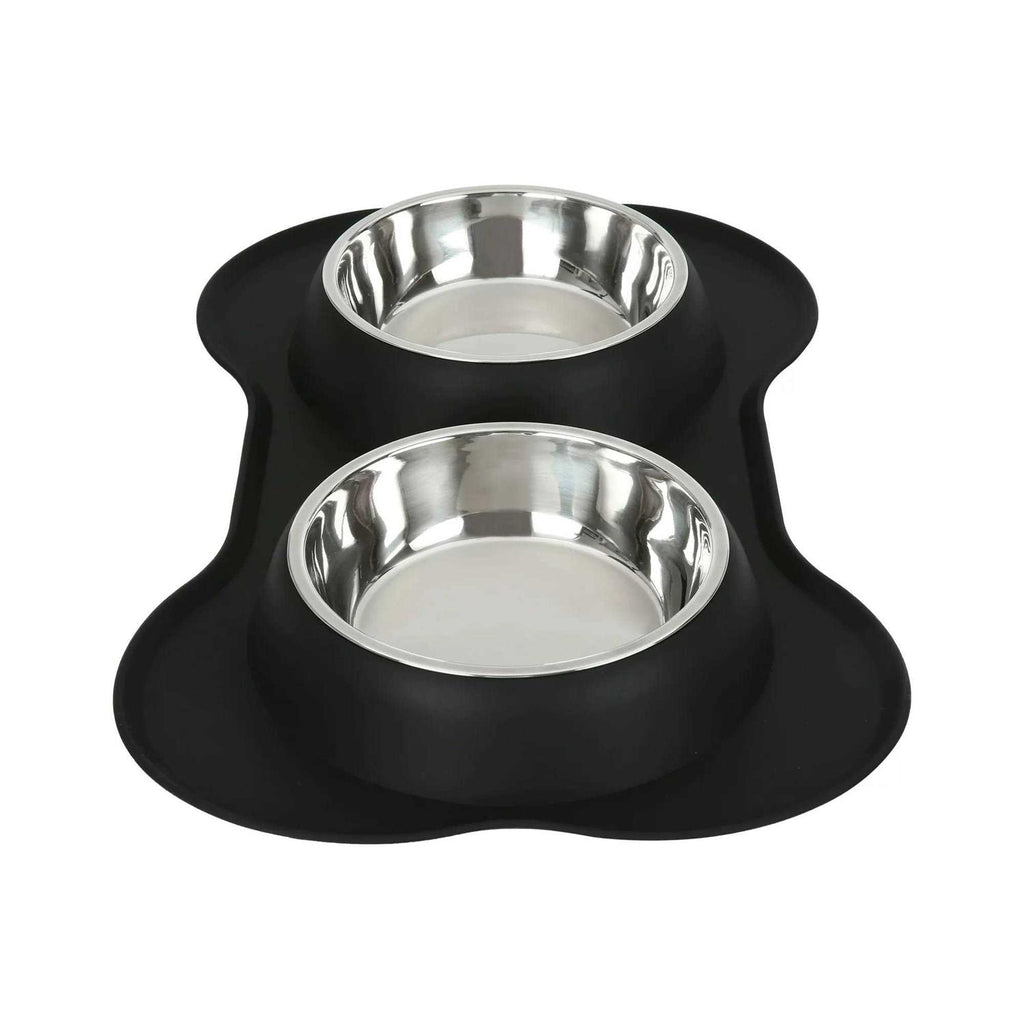Double Dog Bowls with Bone Shaped Mat Diner Set T29453