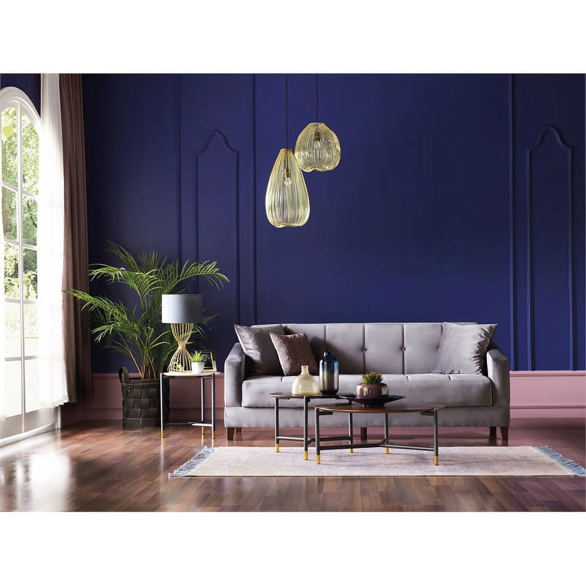 Gray 3-Seater Fabric and Wood Sofa Bed I81168