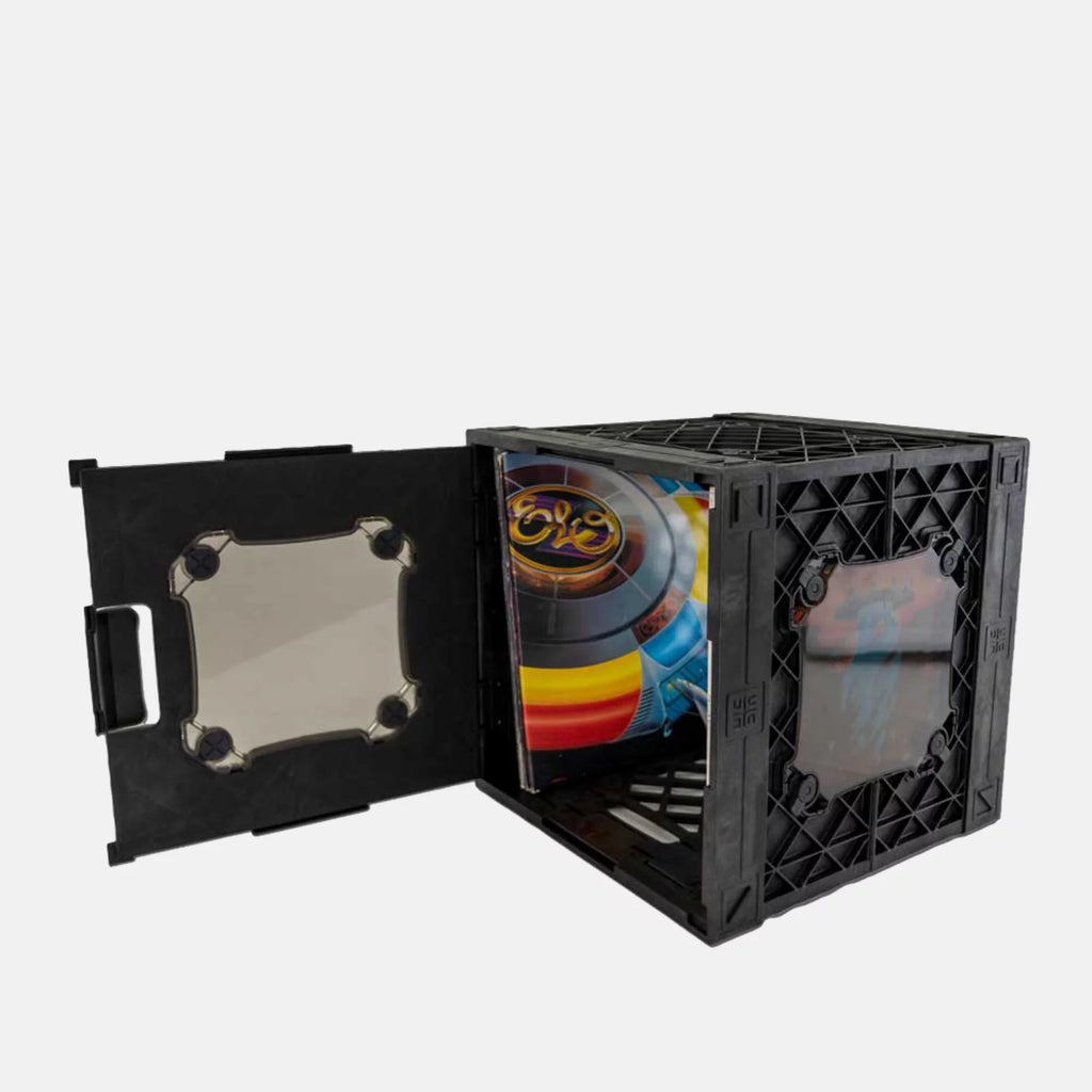 Vinyl Record Storage Crate with Divider and Transparent Panels T832