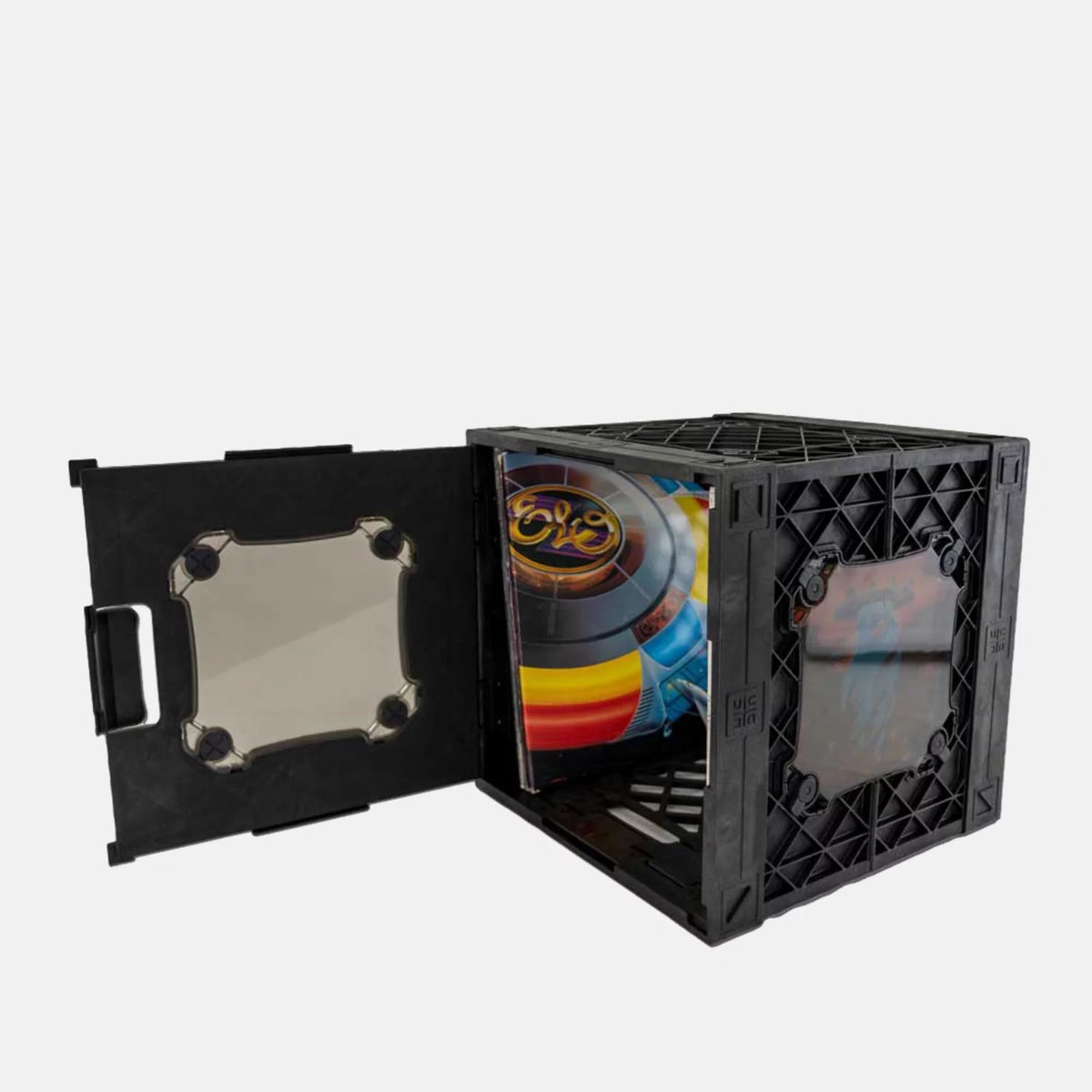 Vinyl Record Storage Crate with Divider and Transparent Panels T832