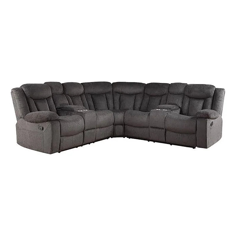 Dark Brown Fabric Sectional Sofa with Cup Holders U268422