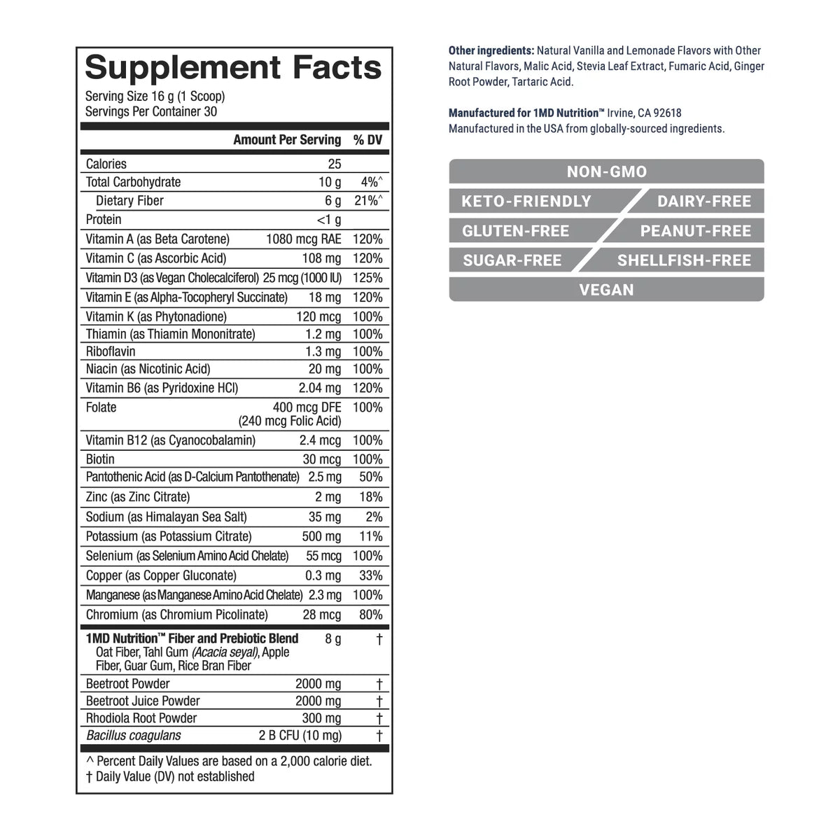 30 Servings Beetroot Powder & Fiber M477