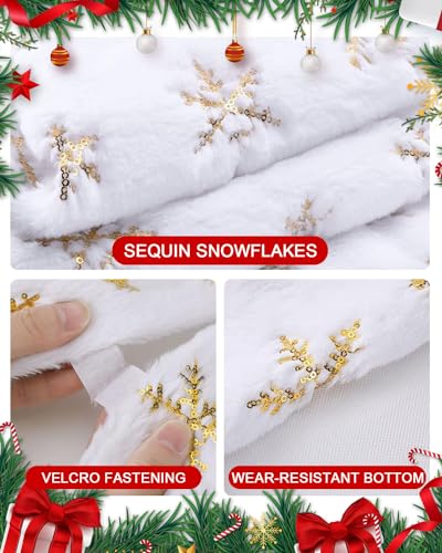 White 48 Inches Faux Fur Christmas Tree Skirt G161