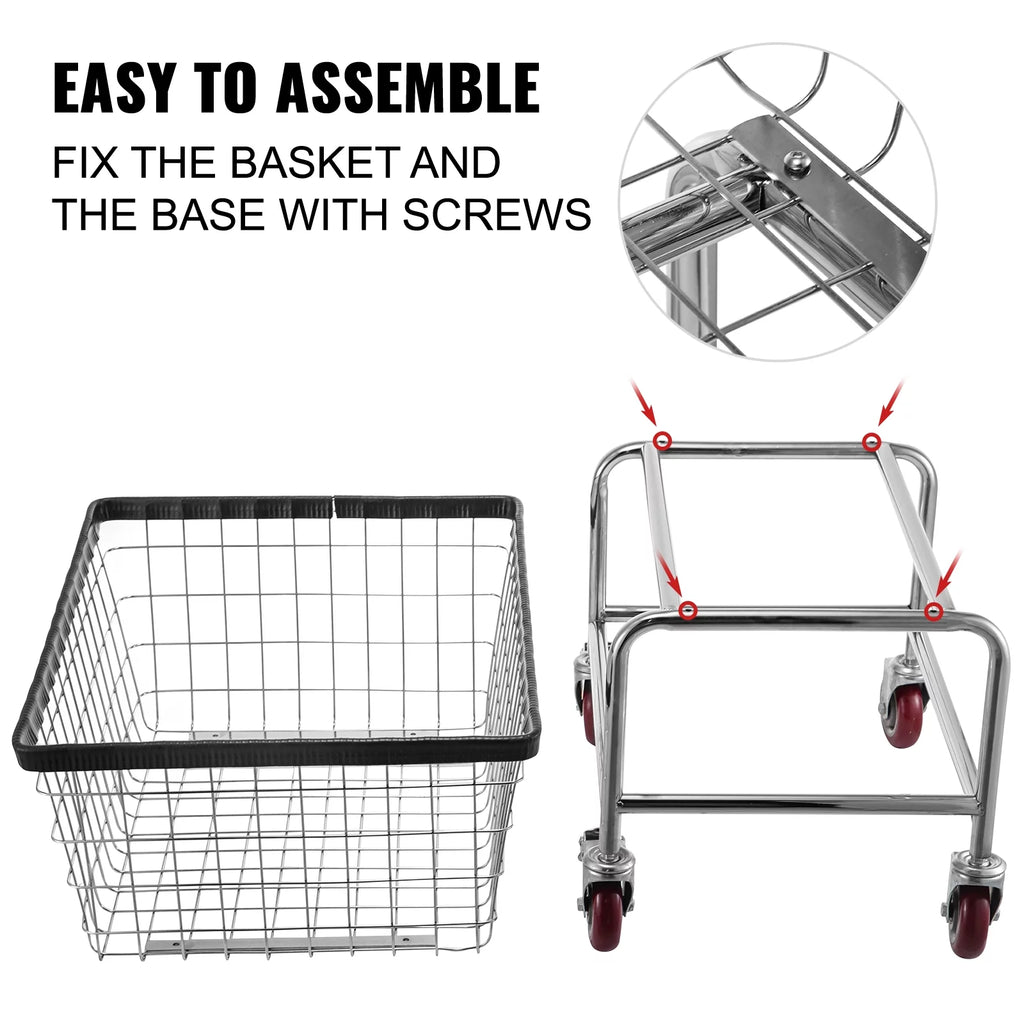 Wire Laundry Cart 2.2 Bushel Heavy Duty with Wheels O784