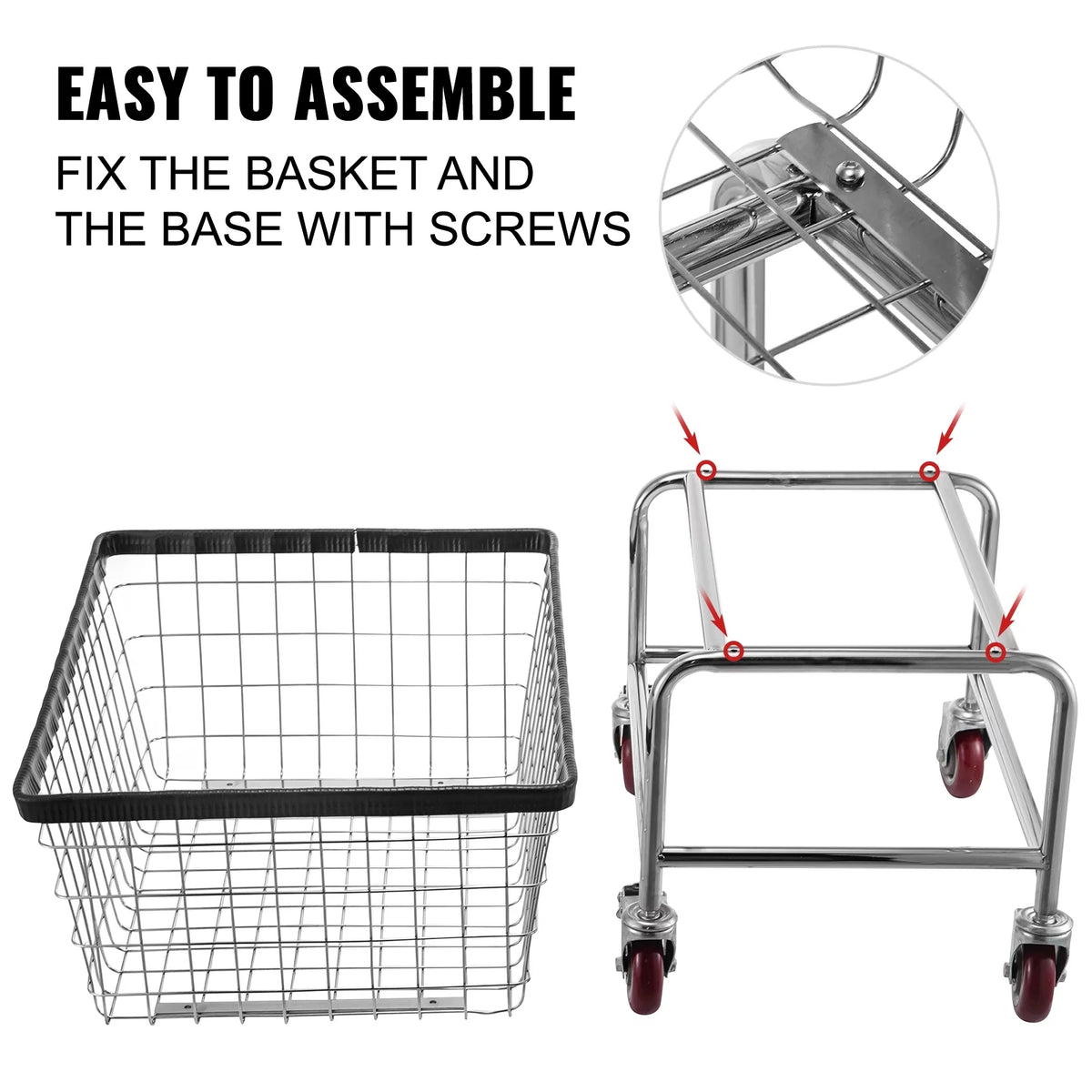 Wire Laundry Cart 2.2 Bushel Heavy Duty with Wheels O784