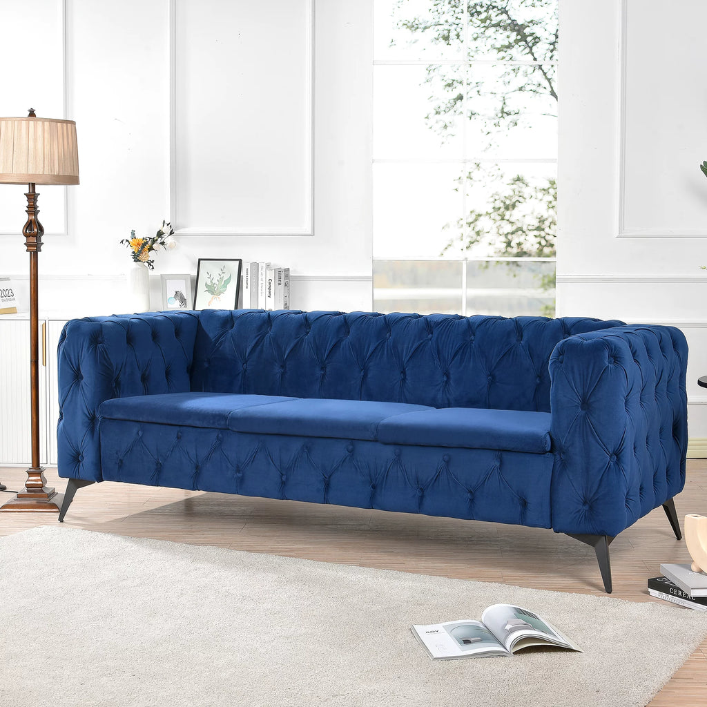 3 Seater Velvet Tufted Sofa with Removable Cushions M927
