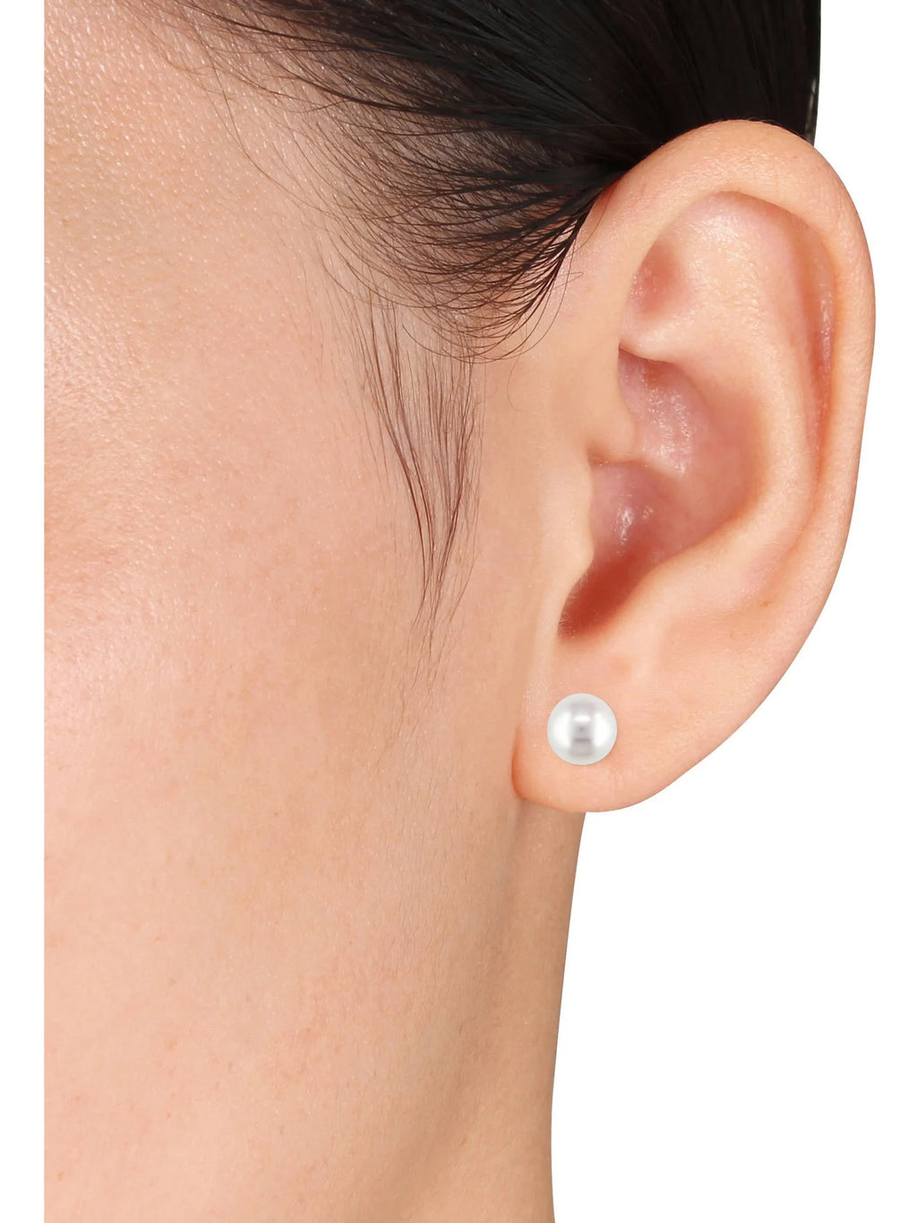 White Round Cultured Pearl 14kt Yellow Gold Stud Earrings J7244